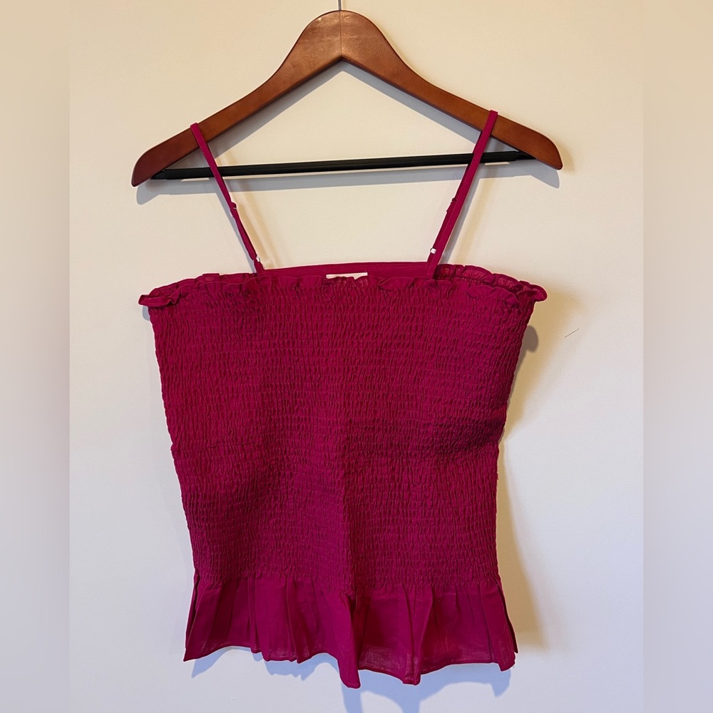 Anthropologie NWOT Maeve Pink Smocked Camisole Top